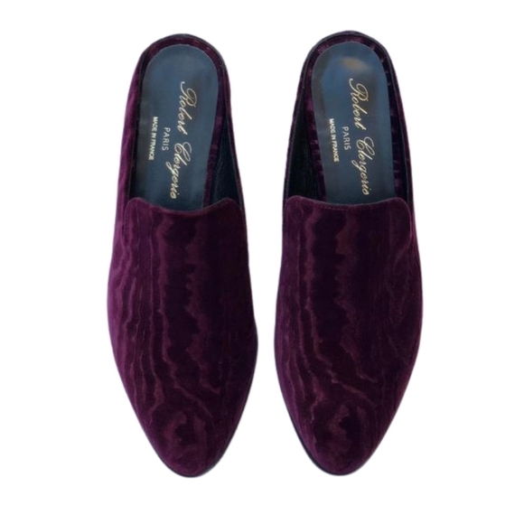 Robert Clergerie Alice Purple Plum Velvet Slip on Mules Sz 5.5 New w/ Box - Picture 10 of 15